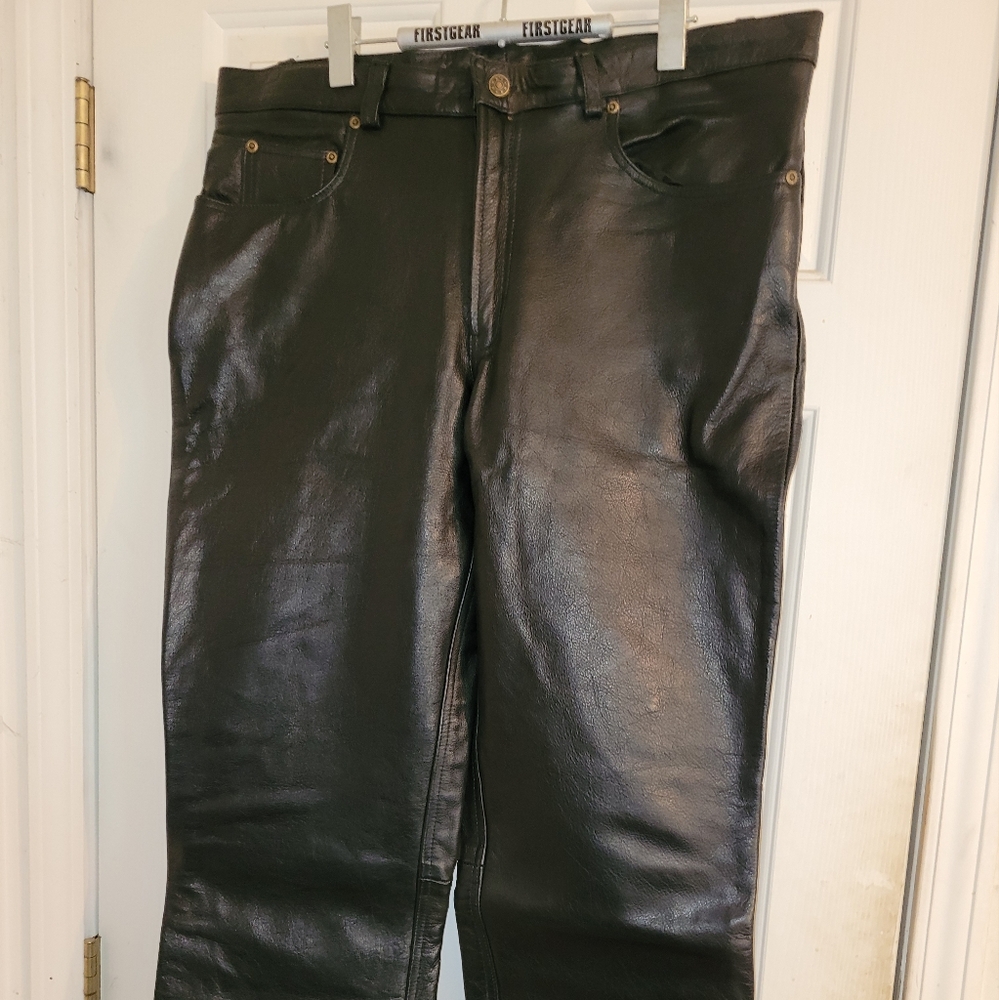 Xelement Black Leather Motorcycle Pants 38x28